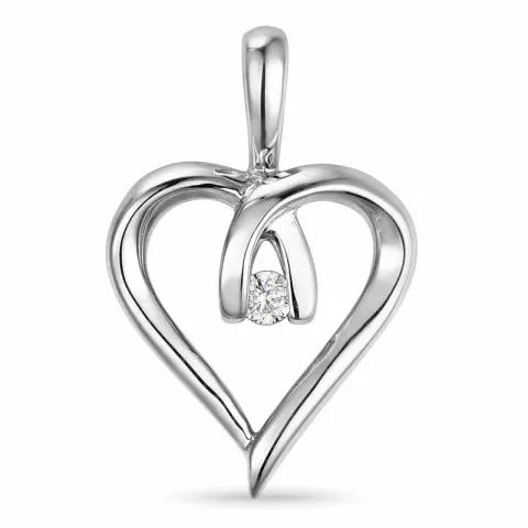 hart hanger in 14 caraat witgoud 0,02 ct