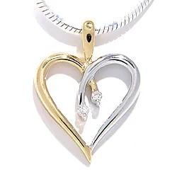 diamant hanger in 14 caraat goud-en witgoud 0,04 ct