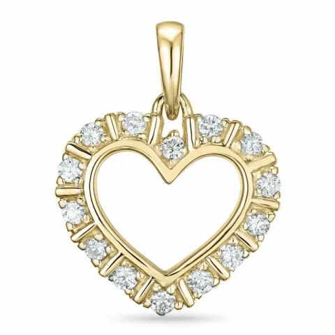 hart diamant hanger in 14 caraat goud 0,26 ct