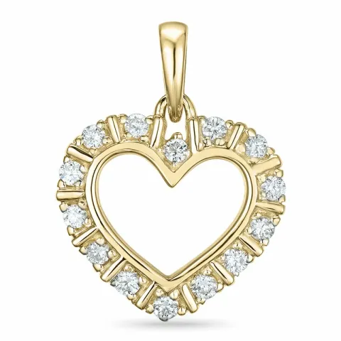 hart diamant hanger in 14 caraat goud 0,26 ct