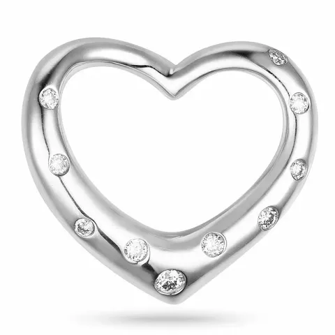 hart hanger in 14 caraat witgoud 0,12 ct