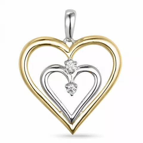 hart diamanten hanger in 14 caraat goud-en witgoud 0,05 ct