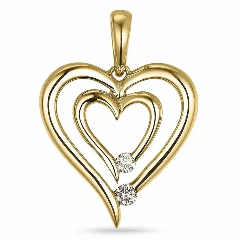 hart diamant hanger in 14 caraat goud 0,07 ct