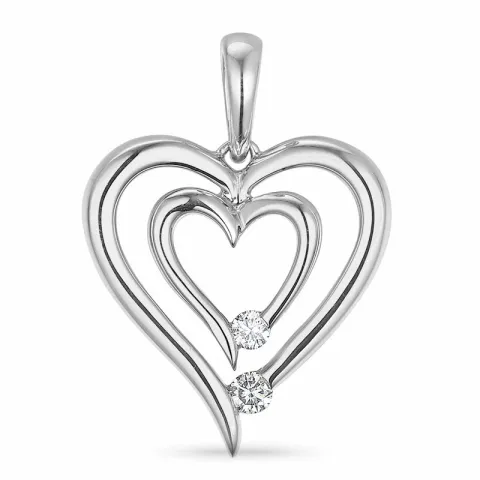 hart diamant hanger in 14 caraat witgoud 0,07 ct