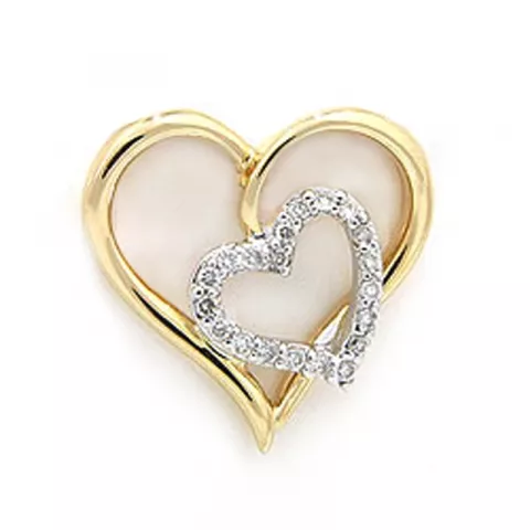 hart diamanten hanger in 14 caraat goud-en witgoud 0,16 ct