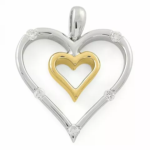 hart diamant hanger in 14 caraat goud-en witgoud 0,11 ct