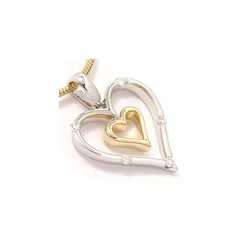 hart diamant hanger in 14 caraat goud-en witgoud 0,11 ct