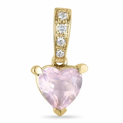 hart kwarts goud hanger in 14 caraat goud 0,03 ct 0,80 ct