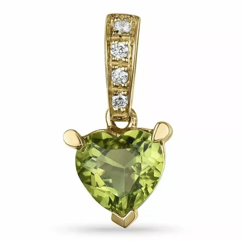 hart peridoot hanger in 14 caraat goud 0,03 ct 0,84 ct