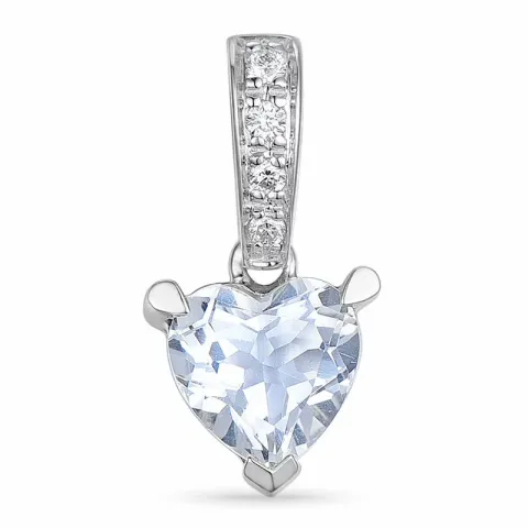 hart kwarts hanger in 14 caraat witgoud 0,03 ct