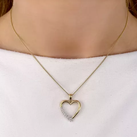 hart diamant hanger in 14 caraat goud-en witgoud 0,26 ct