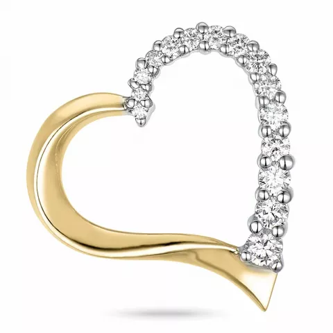 hart diamant hanger in 14 caraat goud-en witgoud 0,34 ct