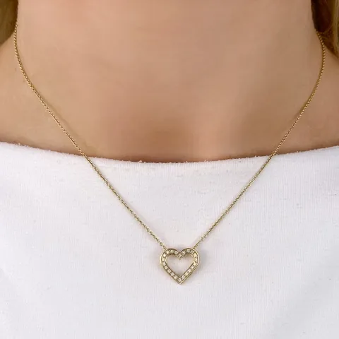 hart hanger in 14 caraat goud 0,15 ct
