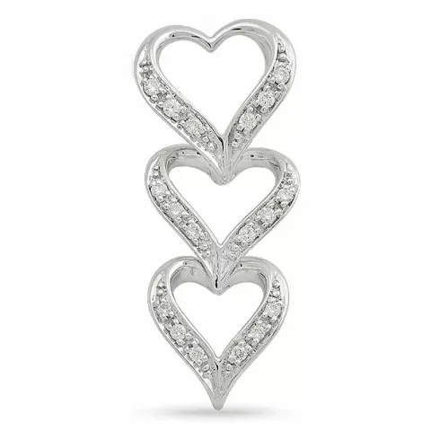 hart hanger in 14 caraat witgoud 0,10 ct