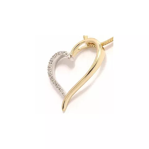 hart diamanten hanger in 14 caraat goud-en witgoud 0,1 ct