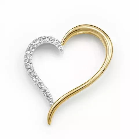 hart diamanten hanger in 14 caraat goud-en witgoud 0,1 ct