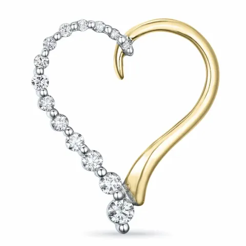 hart diamant hanger in 14 caraat goud-en witgoud 0,32 ct