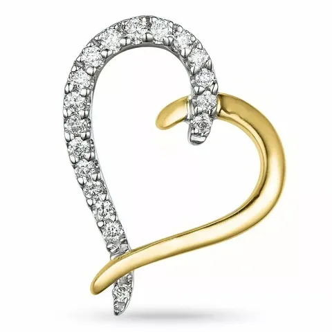 hart diamant hanger in 14 caraat goud-en witgoud 0,07 ct