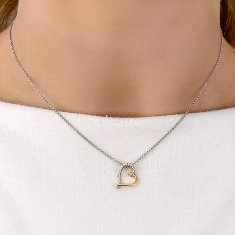 hart diamant hanger in 14 caraat goud-en witgoud 0,07 ct