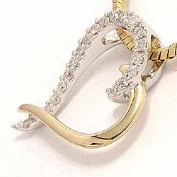hart diamant hanger in 14 caraat goud-en witgoud 0,07 ct