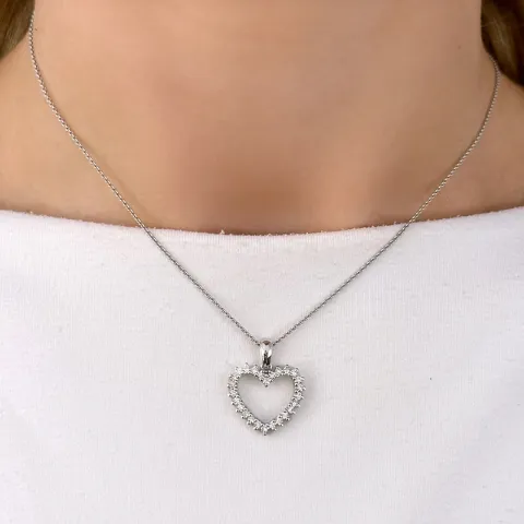 hart diamanten hanger in 14 caraat witgoud 0,46 ct