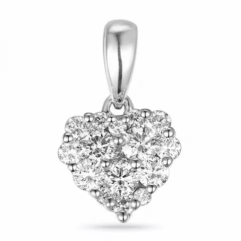hart diamant hanger in 14 caraat witgoud 0,35 ct