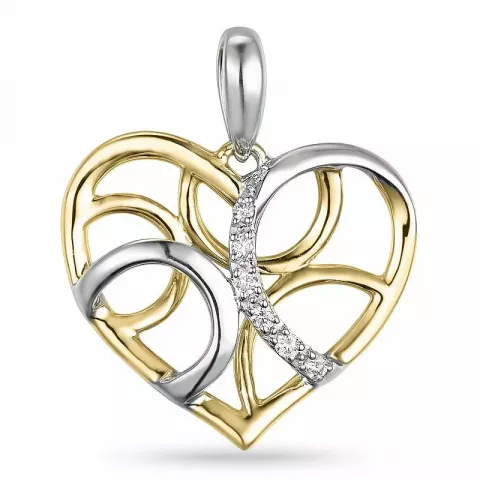 hart diamant hanger in 14 caraat goud-en witgoud 0,05 ct