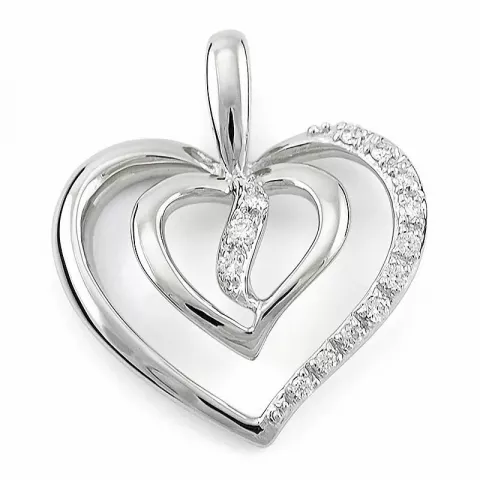 hart diamant hanger in 14 caraat witgoud 0,07 ct