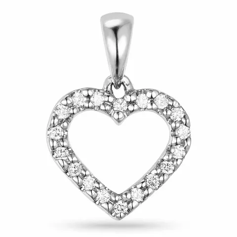 hart hanger in 14 caraat witgoud 0,13 ct