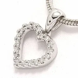 hart hanger in 14 caraat witgoud 0,13 ct