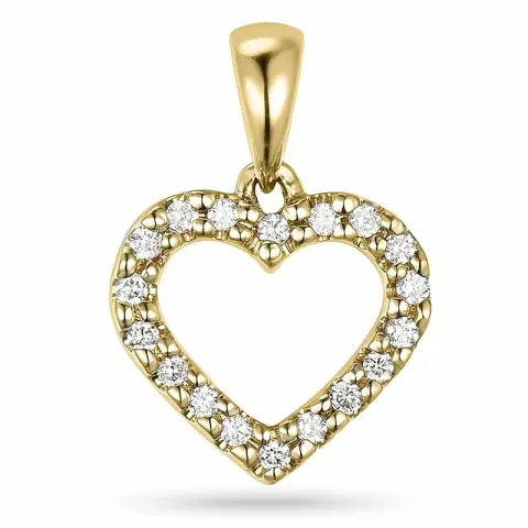 Hart hanger in 14 caraat goud 0,13 ct