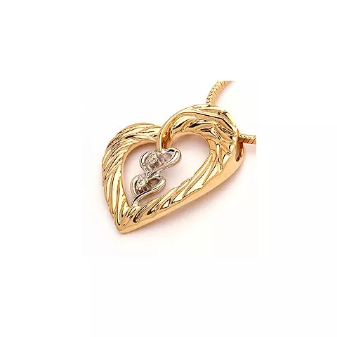 hart diamant hanger in 14 caraat goud-en witgoud 0,02 ct
