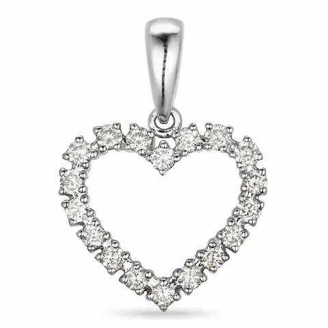 Hart diamanten hanger in 14 caraat witgoud 0,39 ct