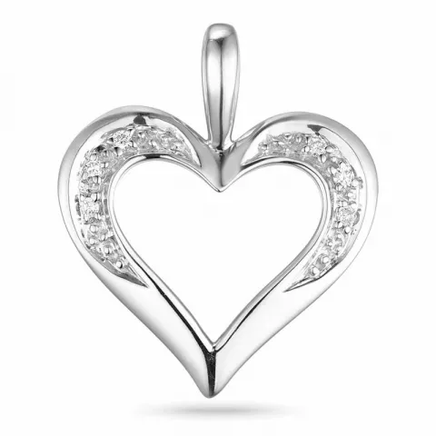 hart diamant hanger in 14 caraat witgoud 0,03 ct
