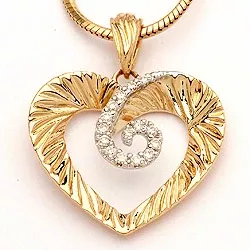 hart hanger in 14 caraat goud-en witgoud 0,11  ct