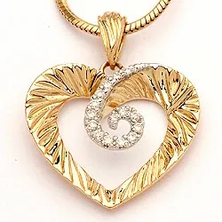 hart hanger in 14 caraat goud-en witgoud 0,11 ct