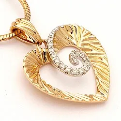 hart hanger in 14 caraat goud-en witgoud 0,11 ct