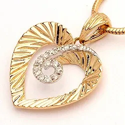 hart hanger in 14 caraat goud-en witgoud 0,11 ct