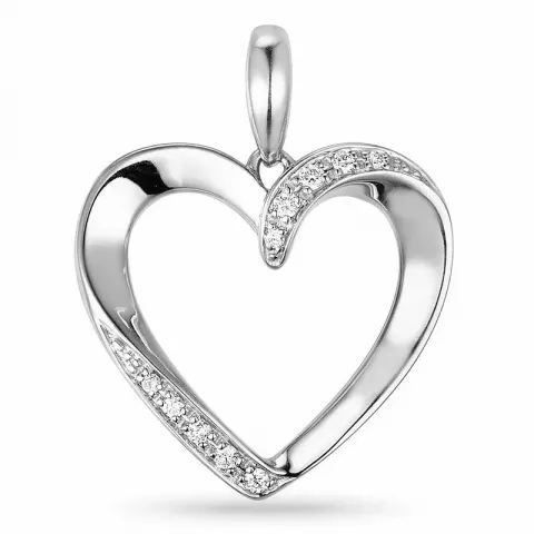 hart diamanten hanger in 14 caraat witgoud 0,08 ct