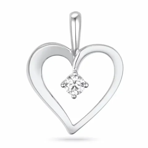 hart hanger in 14 caraat witgoud 0,15 ct