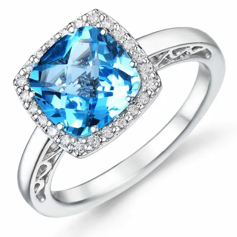 vierkant topaas diamant ring in 14 karaat witgoud 0,12 ct 2,70 ct