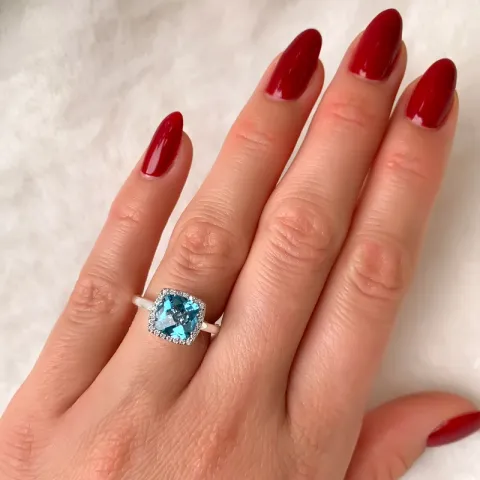 vierkant topaas diamant ring in 14 karaat witgoud 0,12 ct 2,70 ct