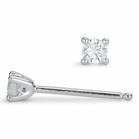 2 x 0,08 ct solitaire oorbel in 14 karaat witgoud met diamant