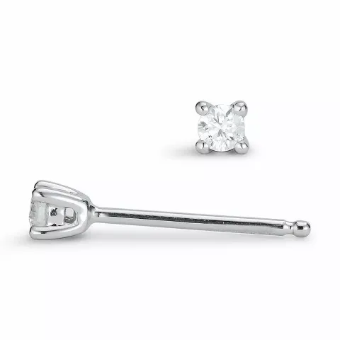 2 x 0,03 ct solitaire oorbel in 14 karaat witgoud met diamant