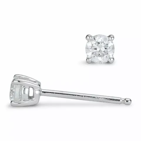 2 x 0,20 ct diamant solitaire oorbel in 14 karaat witgoud met diamant