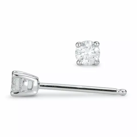 2 x 0,10 ct diamant solitaire oorbel in 14 karaat witgoud met diamant