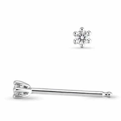 2 x 0,03 ct solitaire oorbel in 14 karaat witgoud met diamant 