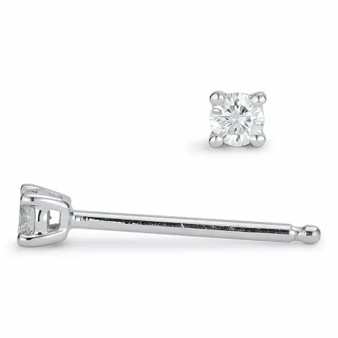 2 x 0,05 ct solitaire oorbel in 14 karaat witgoud met diamant