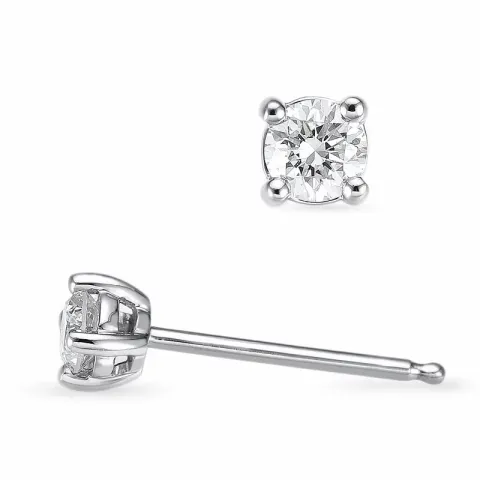 2 x 0,13 ct solitaire oorbel in 14 karaat witgoud met diamant