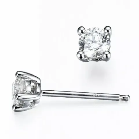 2 x 0,18 ct solitaire oorbel in 14 karaat witgoud met diamant
